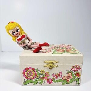 Vintage Jaymar Music Box Jewelry Box Snap On Doll and Spinning Ballerina ~Works~